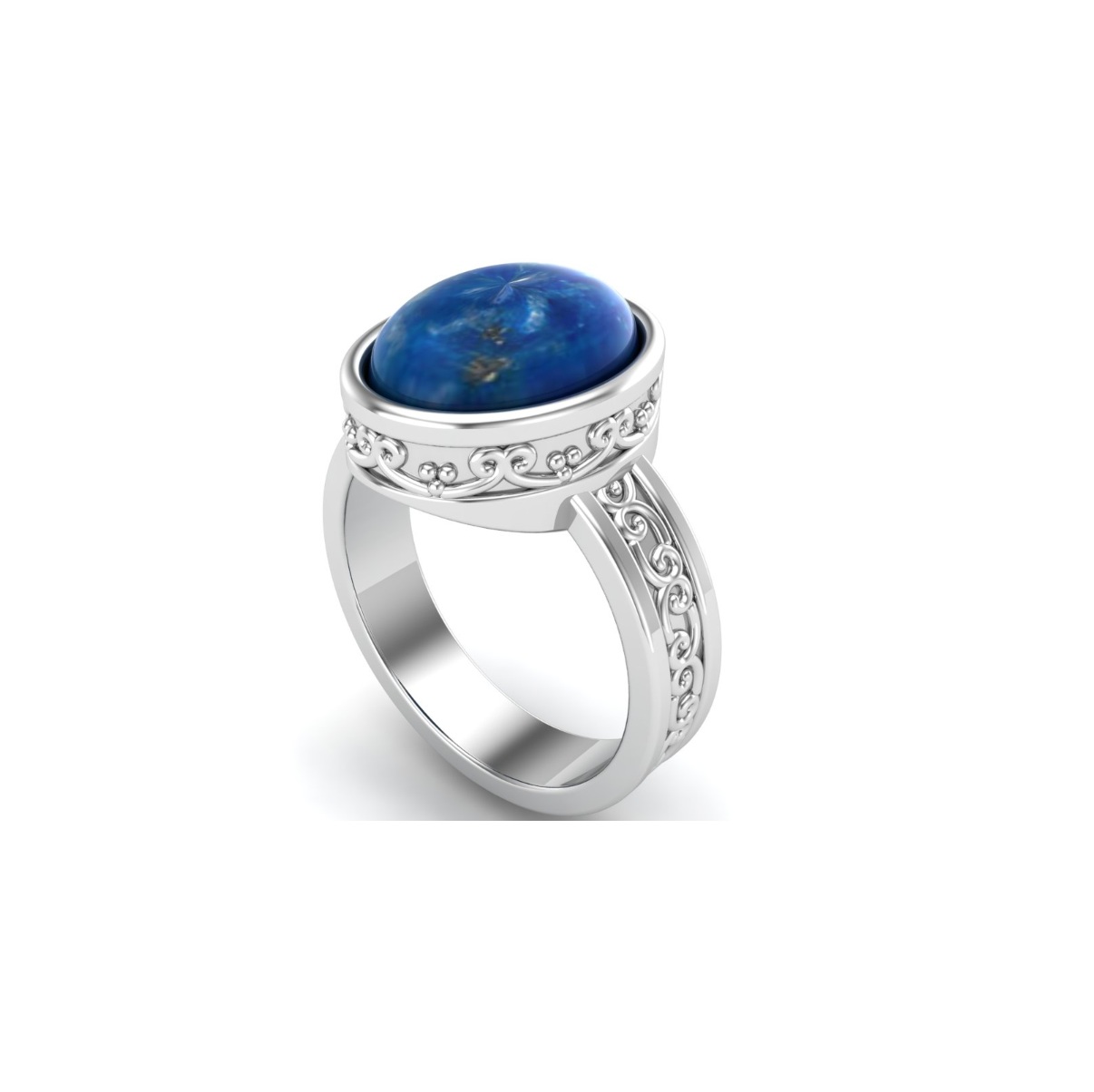 Bague lapis lazuli argent Madras chevalière